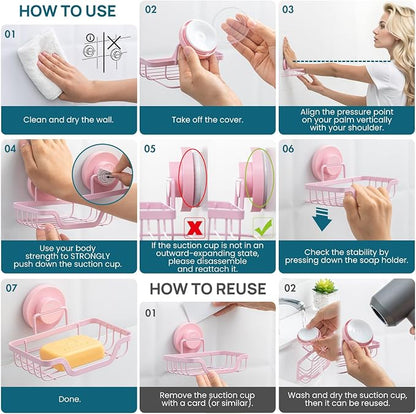 TAILI Soap Holder Bar Dish Suction Cup, Bar Shampoo Rack - Image 5