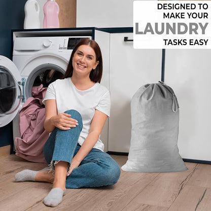 2 Pack - Extra Large Cotton Laundry Bag, Heavy Duty Large Laundry Bags 24 x 36 - Image 4