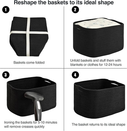 Large Storage Baskets for Organizing Shelves, Woven Cotton Rope Bins for Baby - Image 7