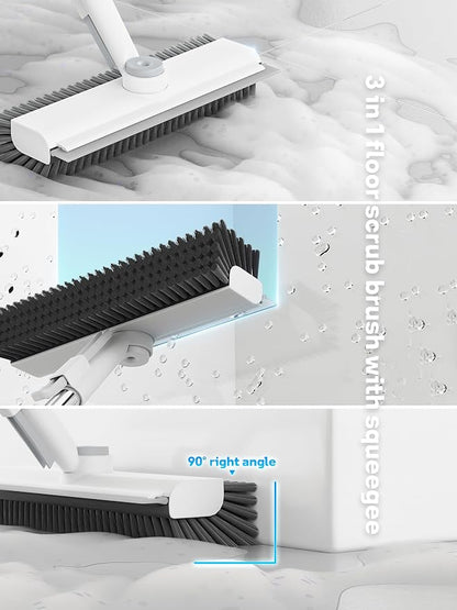 Floor Scrub Brush with Long Handle, 3 in 1 Scrape and Heavy-Duty Stiff Bristle - Image 3