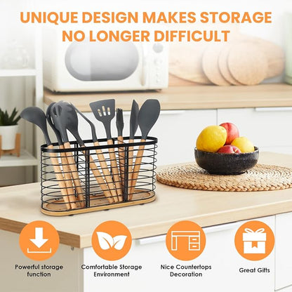 Utensil holder for Kitchen Counter- Large Utensils Holder For Farmhouse Cooking - Image 2