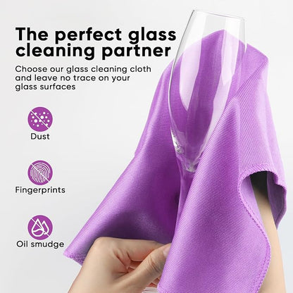 HOMEXCEL Microfiber Glass Cleaning Cloth 12 PK, Lint Free Streak Free, Reusable - Image 3