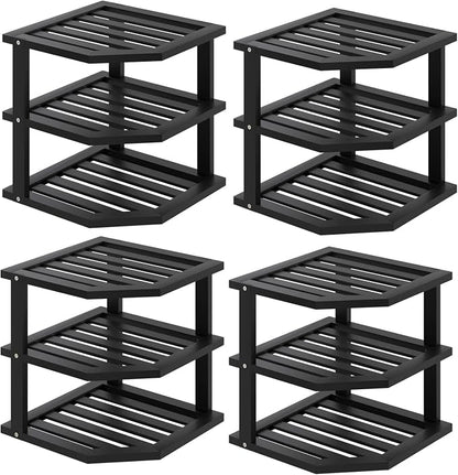 VERTORGAN 3 Tier Bamboo Corner Shelf, Dish Drying Rack, Plate Organizer by VERTORGAN