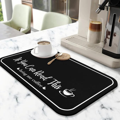Coffee Bar Mat for Countertops 23inx15in, Absorbent Hide Stain Anti-Slip Cafe - Image 2