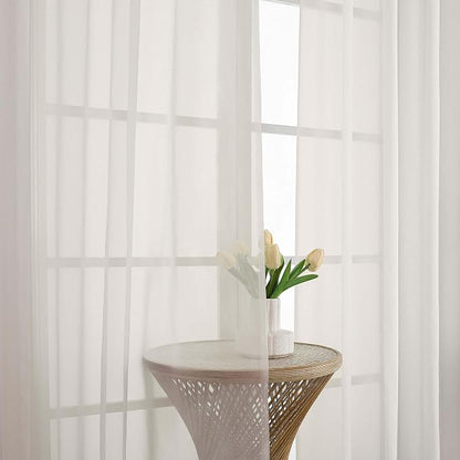 Chyhomenyc Extra Long Ivory Sheer Curtains 120 Inches Long 2 Panels, Light - Image 6