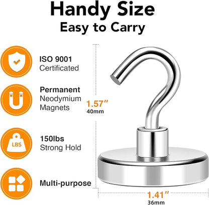 MIKEDE Magnetic Hooks Heavy Duty, 150LB+ Strong Neodymium Magnets - Image 4