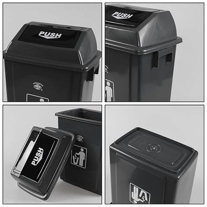 4 Pack Plastic Swing Lid Trash Can, 6 Gallon Trash Cans - Image 3