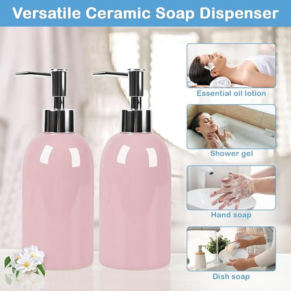 Natheeph 14OZ Ceramic Soap Dispenser Ceramic Soap Pump Dispenser Can Fill Liquid - Image 6