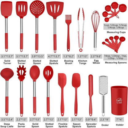 Silicone Cooking Utensil Set, Kitchen Utensils 26 Pcs Set, Non-stick Heat - Image 2