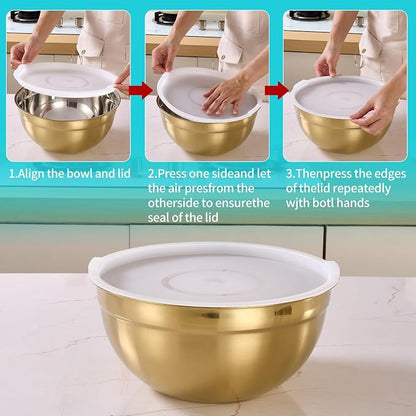 6 Piece Gold Mixing Bowls Set - Image 3