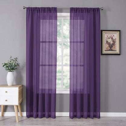 Tollpiz Sheer Curtains Bedroom Linen Textured Curtain Sheers Light Filtering by Tollpiz