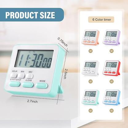 Weewooday 12 Pcs Digital Kitchen Magnetic Timer Bulk Classroom Count up - Image 2