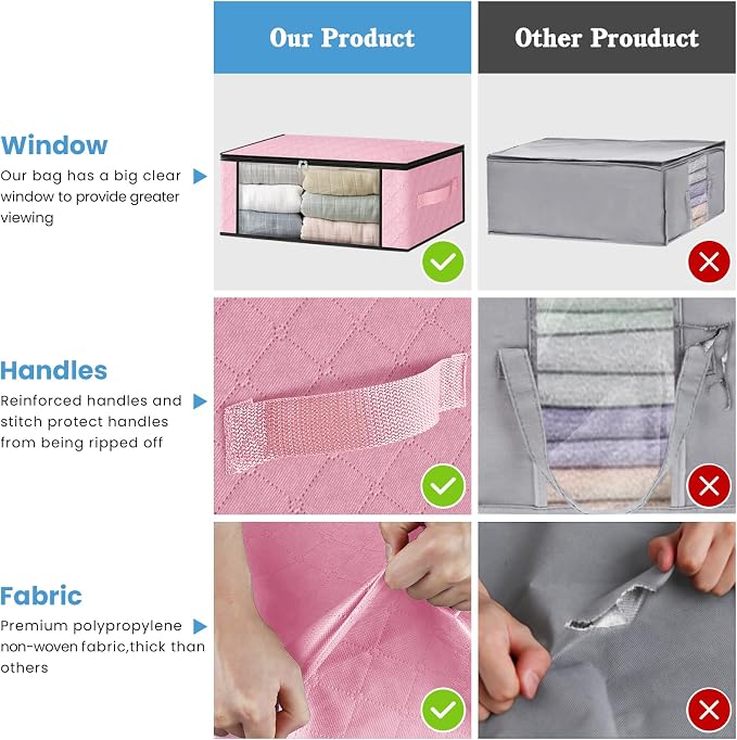 HomeHacks Storage 4-Pack Clothes Organizer Storage Bags Foldable Storage Box - Image 5