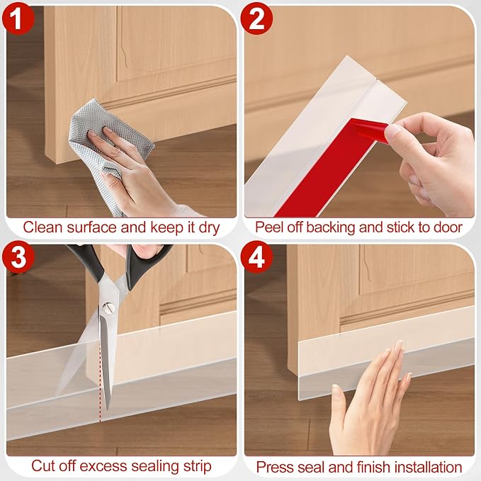 MYFAMIREA Door Weather Stripping 2IN x 10FT Door Draft Stopper Seal Tape - Image 5