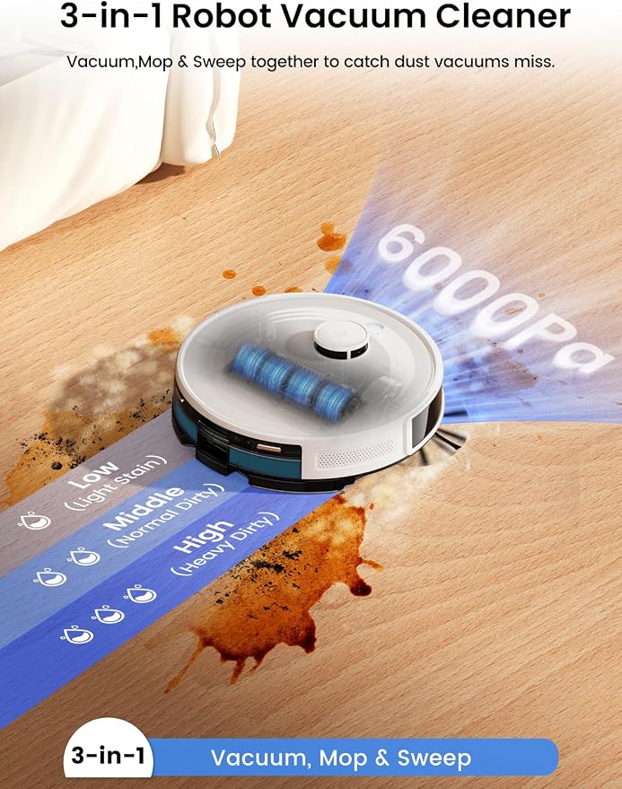Lefant LiDAR Robot Vacuum and Mop, 45-Day Self-Emptying, 6000Pa Powerful Suction - Image 3