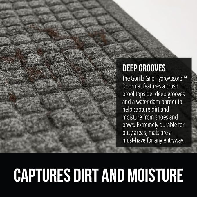 GORILLA GRIP Front Door Mat, Indoor Outdoor Ultra Absorbent HydroAbsorb Doormat - Image 4