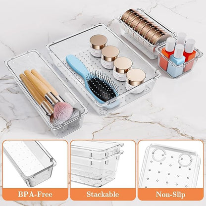 SpaceHacks 25 PCS Plastic Drawer Organizer Set, 4-Size Versatile Organizer - Image 3
