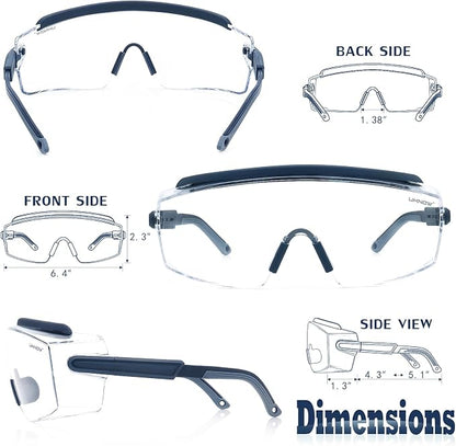 UKNOW Safety Goggles Over Glasses, Safety Glasses Anti Fog Wraparound Eye - Image 5