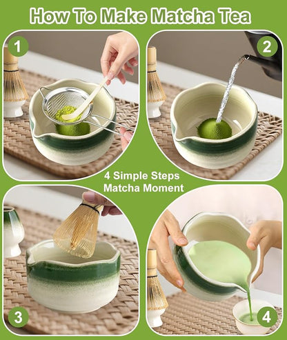 JBER Matcha Whisk Set, Ceramic Matcha Set Includes Bowl, Matcha Whisk and Holder - Image 6