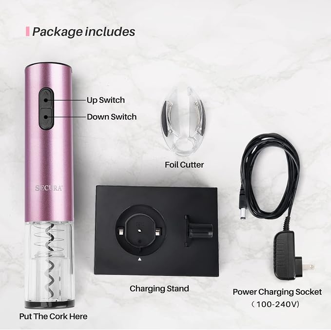 Secura Electric Wine Opener, Automatic Electric Wine Bottle Corkscrew Opener - Image 7