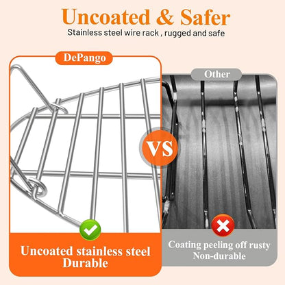 16.5inch Oval Roasting Rack for Oven, Gifts for Mom Men Wife, Stainless Steel - Image 4