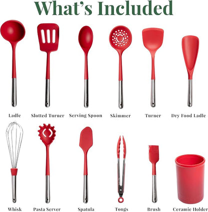 Larder & Vine 12-Piece Silicone Kitchen Cooking Utensils Set - Image 3