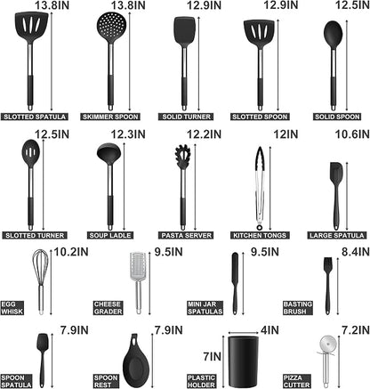 Silicone Kitchen Utensils Set, E-far 30-Piece Cooking Utensils Set - Image 2