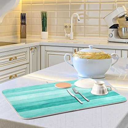 Teal Turquoise Green Wood Texture Dish Drying Mat 18x24 - Image 6