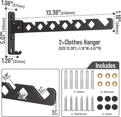 Wall Mounted Clothes Drying Rack, Wall Clothes Hanger Hook - Image 6
