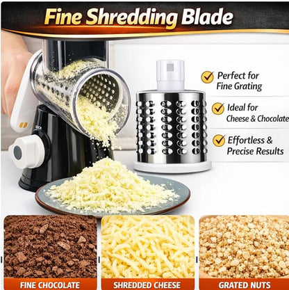 Manual Rotary Cheese Grater for Kitchen, Vegetable Slicer, 3-in-1 Hand Crank - Image 6