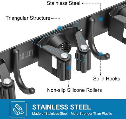 IMILLET Broom Holder Wall Mount, Broom Holder Stainless Steel Heavy Duty Garage - Image 2