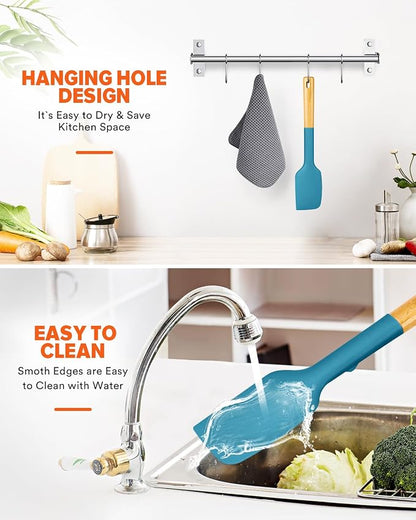 Silicone Heavy-Duty Spatula, Sturdy Bpa-Free Matte Silicone, Wooden Handle - Image 8