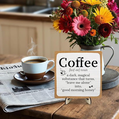 Funny Coffee Bar Decor – Rustic Wooden Sign - Image 5