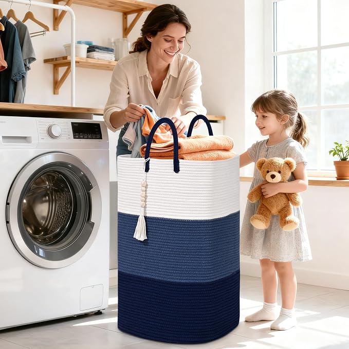 Woven Laundry Basket for Clothes, 100 L Large Rectangle Laundry Hampers - Image 2