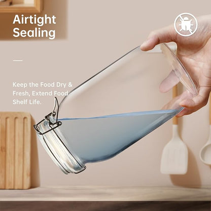 Glass Jars with Airtight Lid Set of 6, 17 floz Wide Mouth Mason Jars with Clamp - Image 5