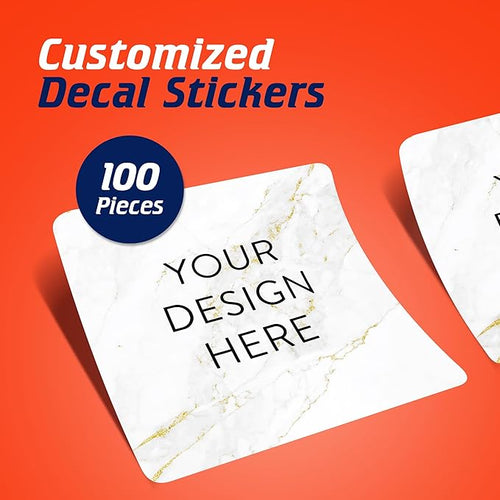 100 Custom Vinyl Stickers - Upload Your own Image, Text, Design, Logo - Personalized Logo Labels for Handmade, Packaging, Bottle, Jars, Candle, Brand Stickers (Gold Marble, 1.5x1.5 Square)