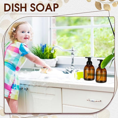 Uiifan 16 Pcs 17 oz Amber Foaming Soap Dispenser Refillable Foam Pump Bottle - Image 5