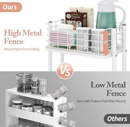 KINGRACK 3 Tier Rolling Cart, Metal Mobile Storage Shelf - Image 3
