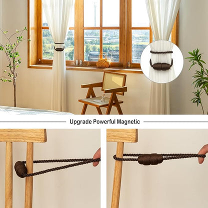Magnetic Curtain Tiebacks Rope Tie Backs 4 Pack Decorative Window Holdbacks - Image 4