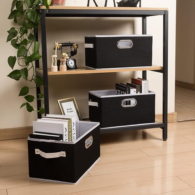 PRANDOM Fodable Storage Bins for Closet Decorative Fabric Storage Baskets Cubes - Image 3