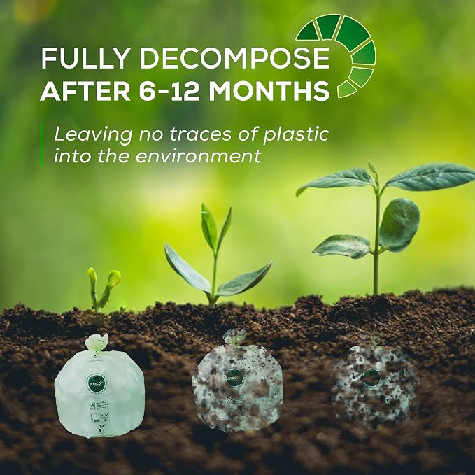ANECO 100% Compostable Waste Bags 2.6 Gallon Extra Strong Kitchen Small Compost - Image 3