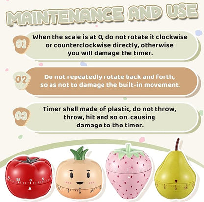 Amylove 4 Pieces Cute Kitchen Timer, Animal Mechanical Manual, Strawberry - Image 7