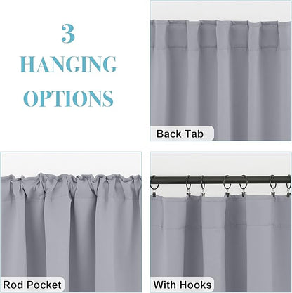 RYB HOME Bedroom Curtains, Room Darkening Thermal Insulated Curtain Back Tab - Image 6