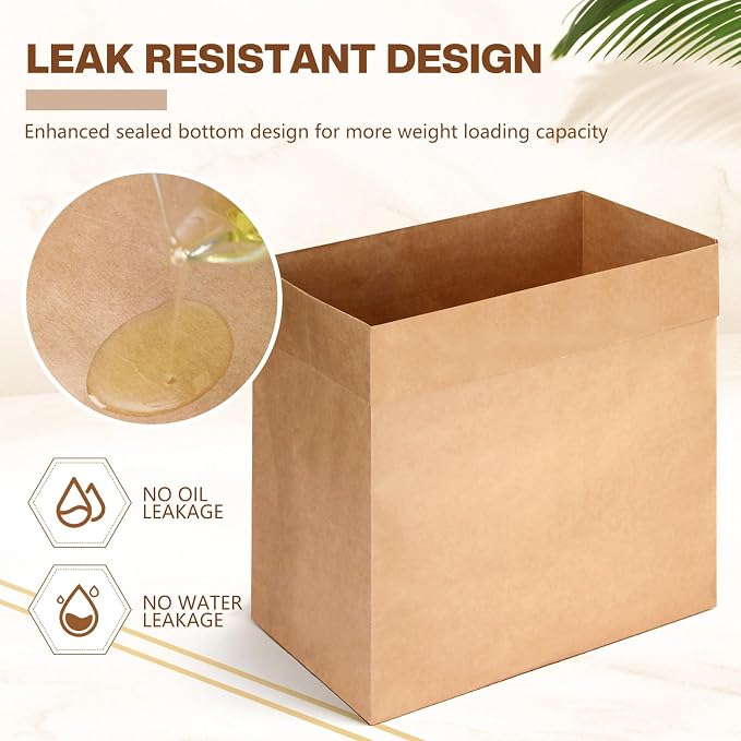 60 Pcs Trash Compactor Bags for Kitchen Pre-Cuffed Heavy Duty Kraft Paper - Image 3
