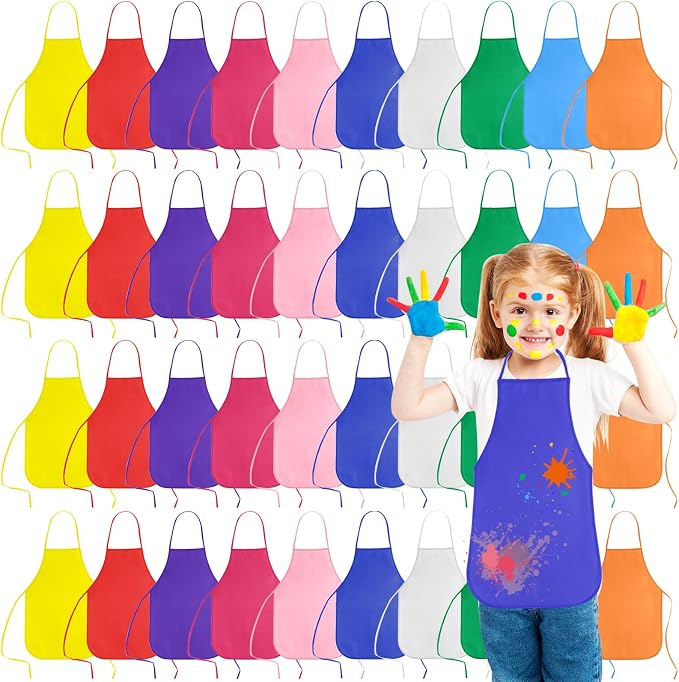 KUUQA 16/24/30/36/40Pcs Kids Apron Painting Aprons by KUUQA