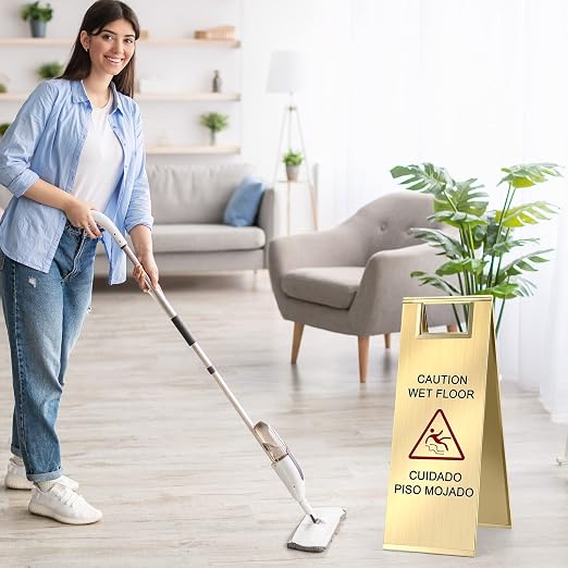 Kigley 2 Pcs Wet Floor Sign, 24 Inch Stainless Steel Caution Wet Floor Sign - Image 7