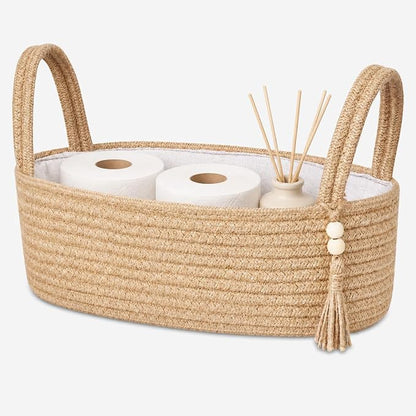 ABenkle Small Storage Basket, Jute Rope Woven Toilet Paper Tray Organizer by ABenkle