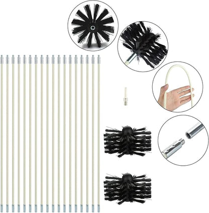 25 Feet Stove Pipe Clean Brush Extension Rods Flexible Fireplace Chimney Brush - Image 8