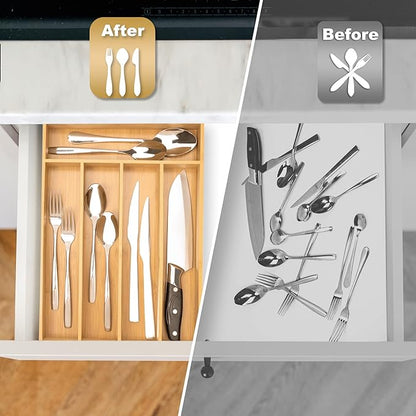 Silverware Organizer Bamboo Kitchen Drawer Organizer Utensil Organizer - Image 3