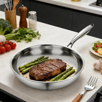 SuperCook Stainless Steel 12 Inch Tri-Ply Frying Pan, Large Frying Pan - Image 6